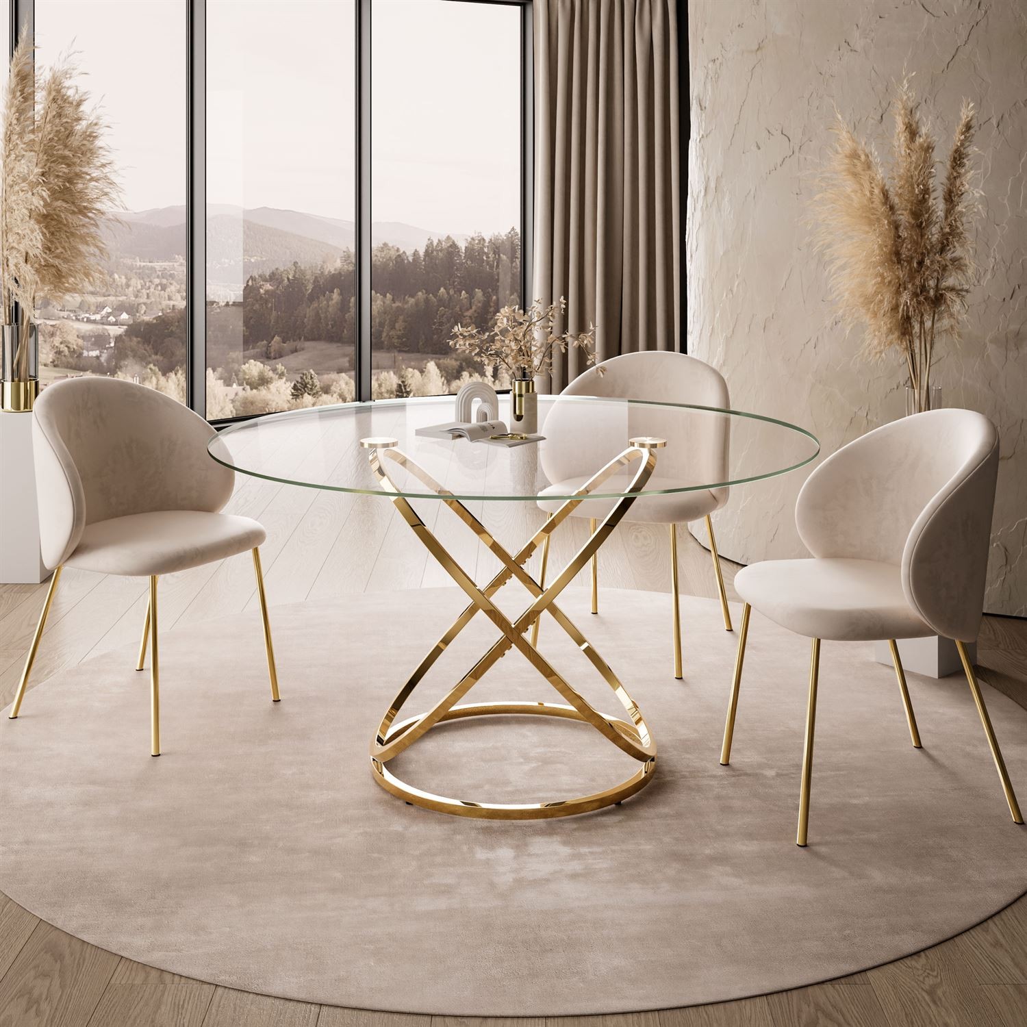 Stół do jadalni BELLE ze szklanym blatem