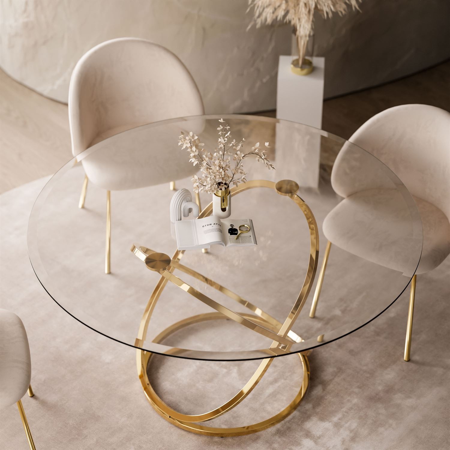 Stół do jadalni BELLE ze szklanym blatem