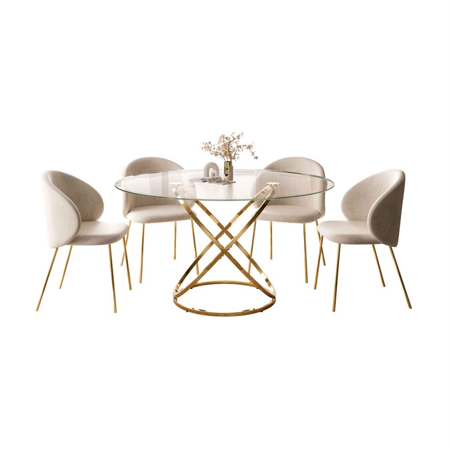 Zestaw do jadalni BELLE z czterema krzesłami