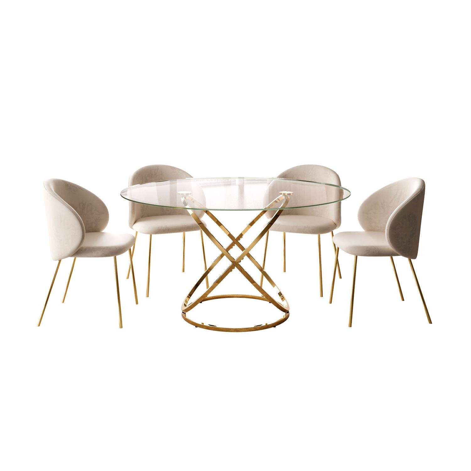 Zestaw do jadalni BELLE z czteroma krzesłami