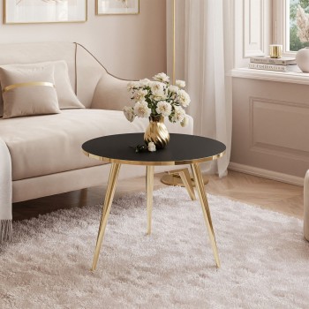 Okrągły stolik kawowy SOLEIL GOLD czarny mat