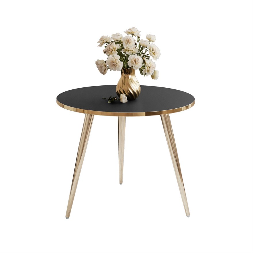 Okrągły stolik kawowy SOLEIL GOLD czarny mat