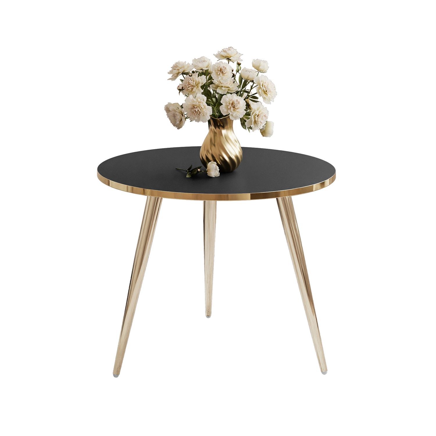 Okrągły stolik kawowy SOLEIL GOLD czarny mat