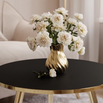 Okrągły stolik kawowy SOLEIL GOLD czarny mat