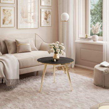 Okrągły stolik kawowy SOLEIL GOLD MARMUR