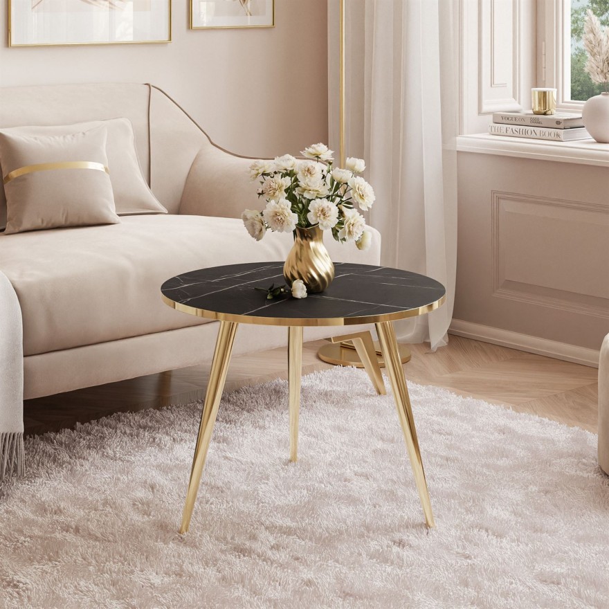 Okrągły stolik kawowy SOLEIL GOLD MARMUR