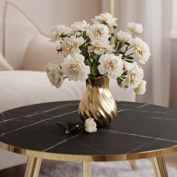 Okrągły stolik kawowy SOLEIL GOLD MARMUR