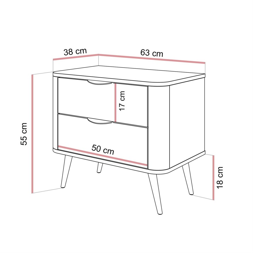Stolik nocny TWILIGHT z szufladami