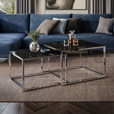 Ława Yoshi 2w1 YOSHI GLASS CHROM ze szklanym blatem