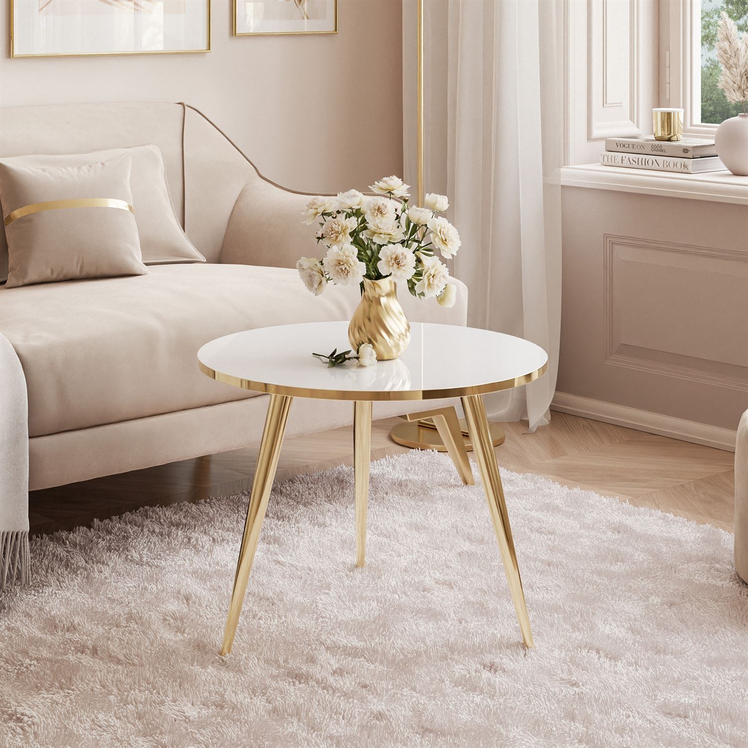 Okrągły stolik kawowy SOLEIL GOLD połysk