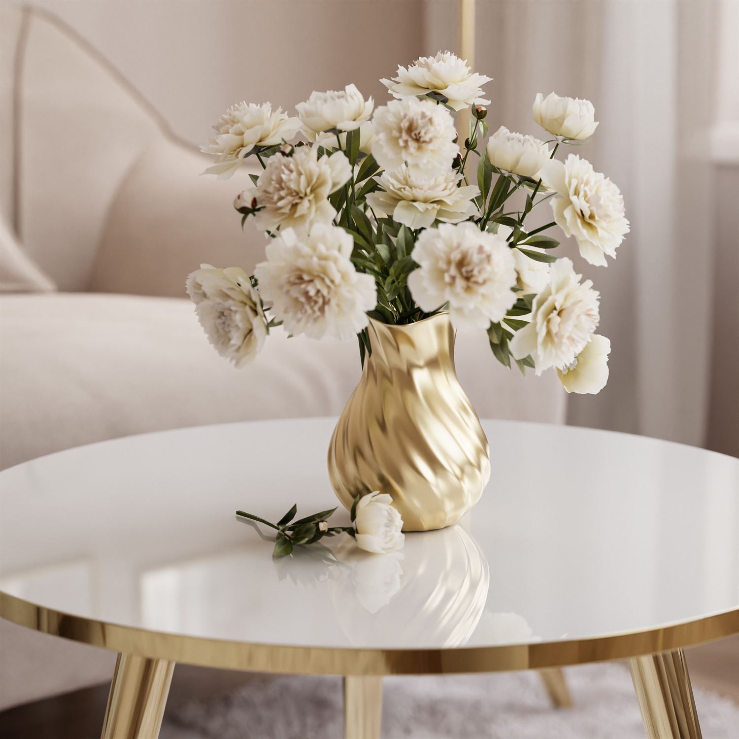 Okrągły stolik kawowy SOLEIL GOLD połysk