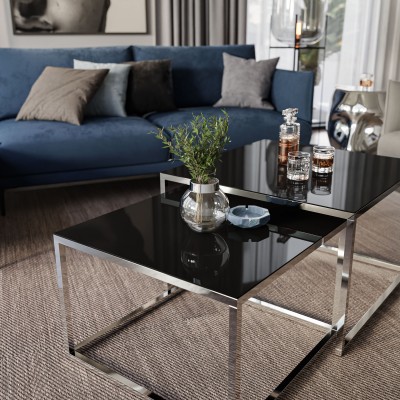 Ława Yoshi 2w1 YOSHI GLASS CHROM ze szklanym blatem