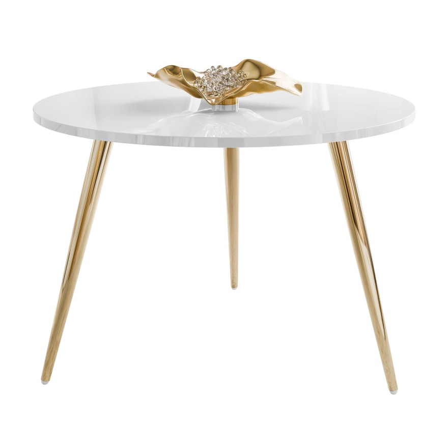 Okrągły stolik kawowy SOLEIL II połysk na złotych nogach