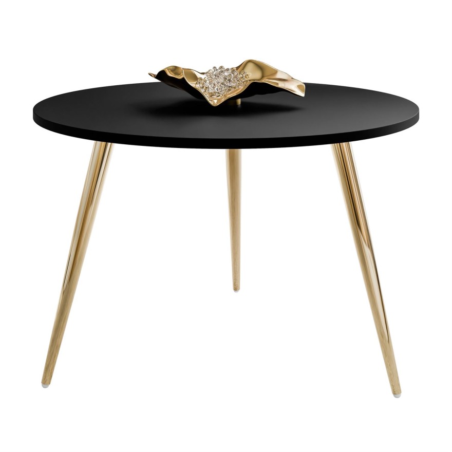 Okrągły stolik kawowy SOLEIL II czarny mat na złotych nogach