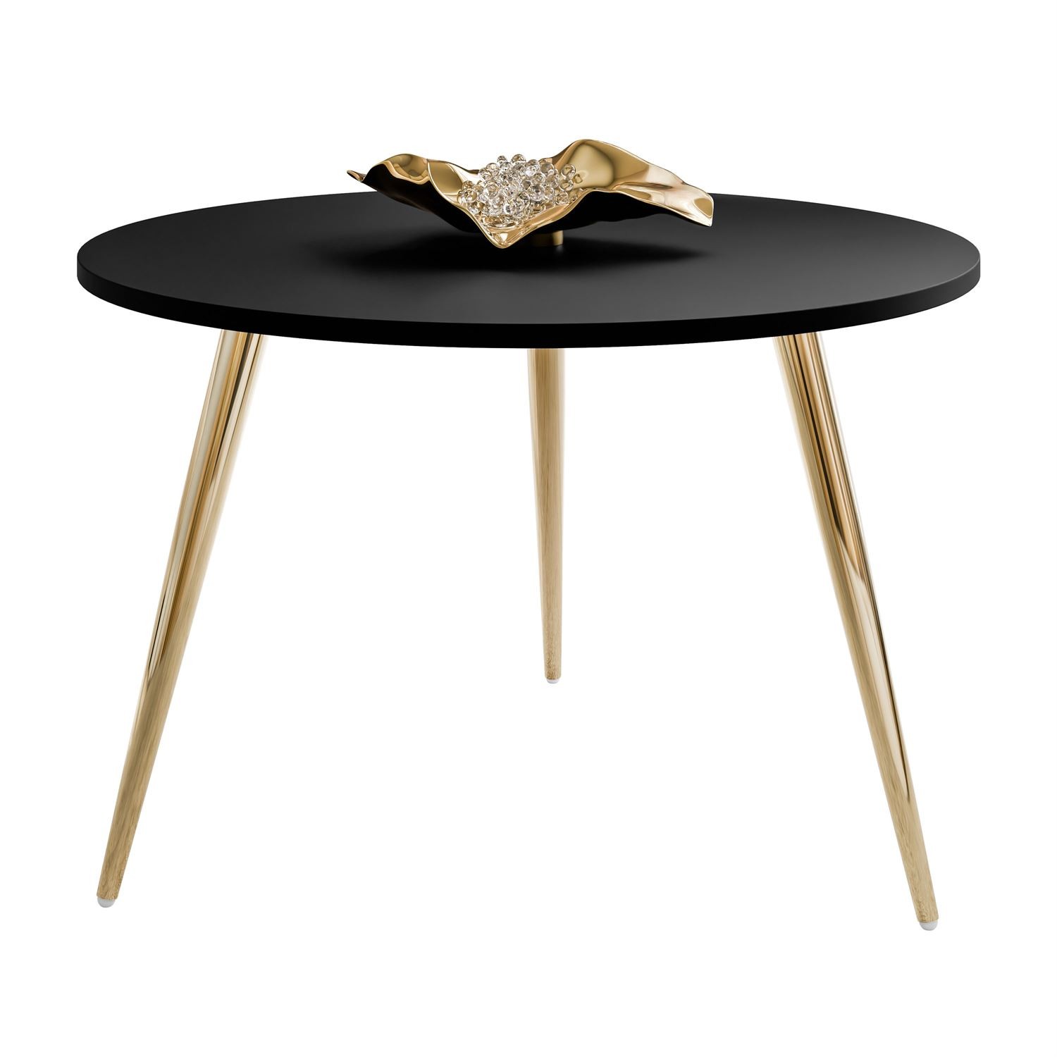 Okrągły stolik kawowy SOLEIL II czarny mat na złotych nogach
