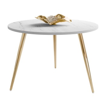 Okrągły stolik kawowy SOLEIL II MARMUR na złotych nogach