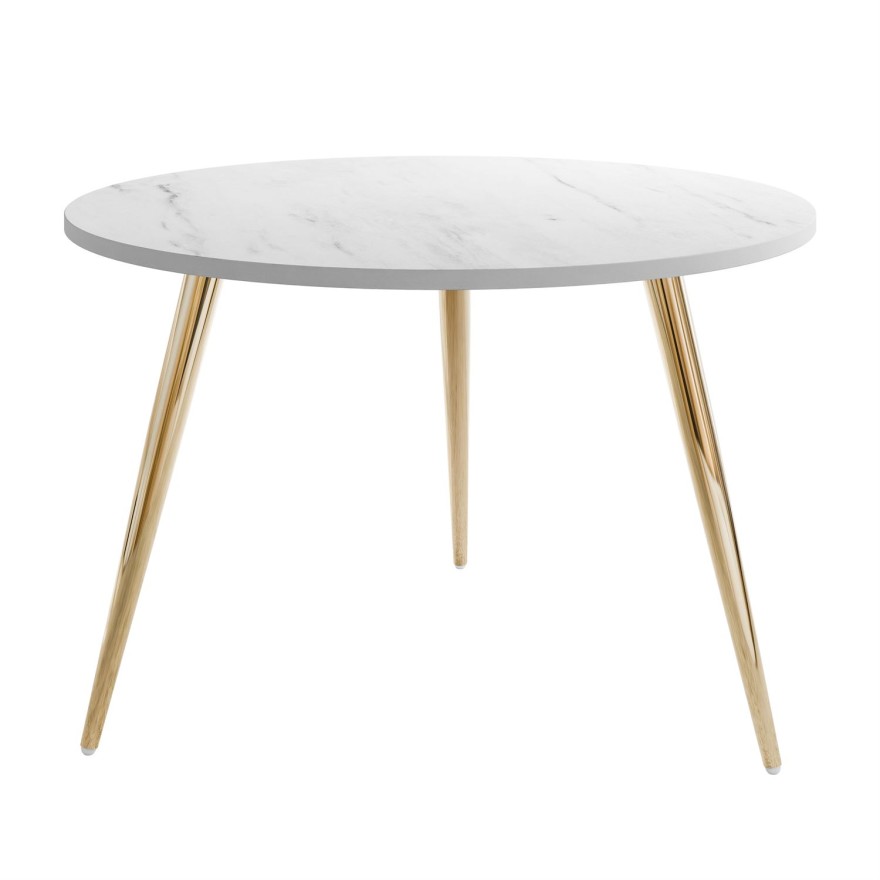 Okrągły stolik kawowy SOLEIL II MARMUR na złotych nogach