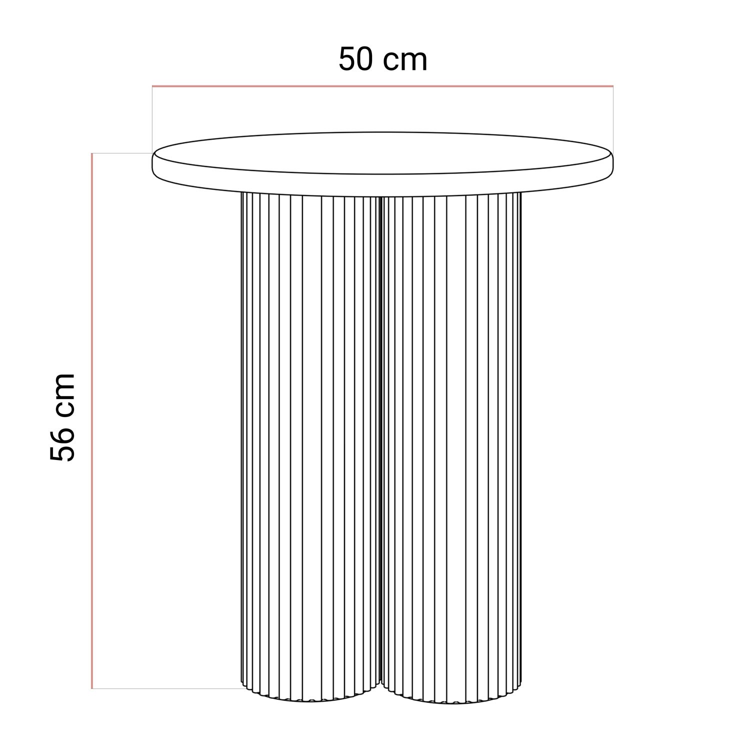 Stolik kawowy CANYON S z ryflowaną podstawą