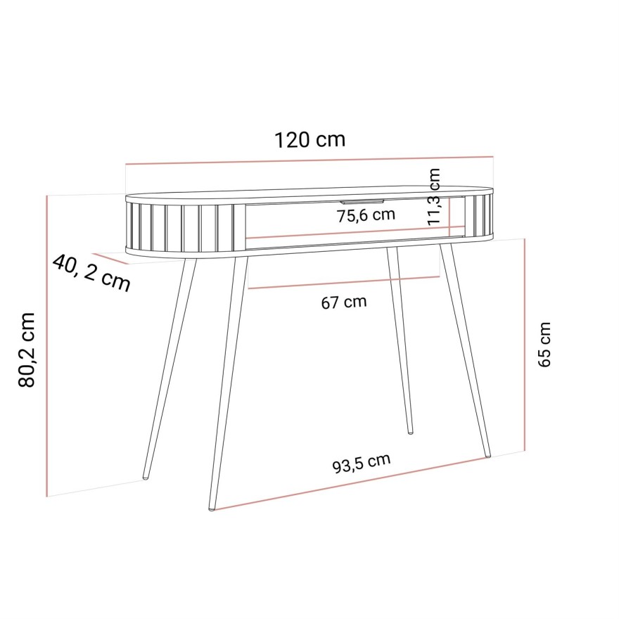 Konsola WILLOW 120 cm na wysokich nogach