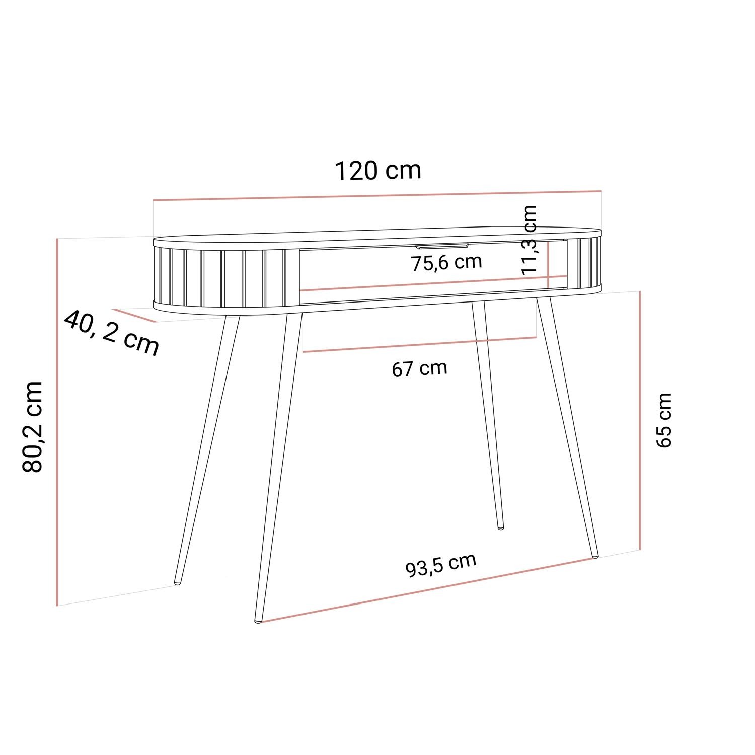 Konsola WILLOW 120 cm na wysokich nogach
