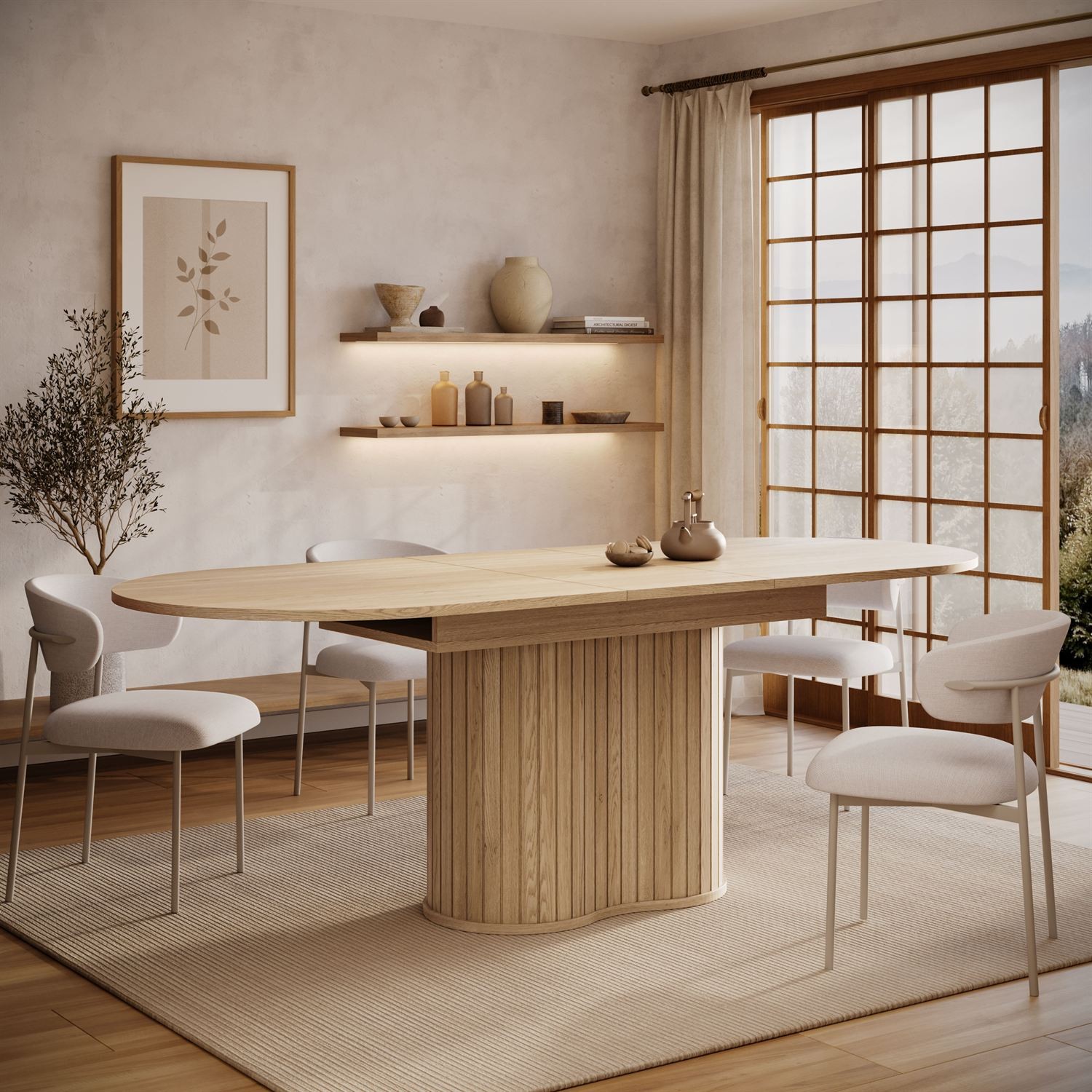 Rozkładany stół WILLOW 180-220 z krzesłami ELYSE