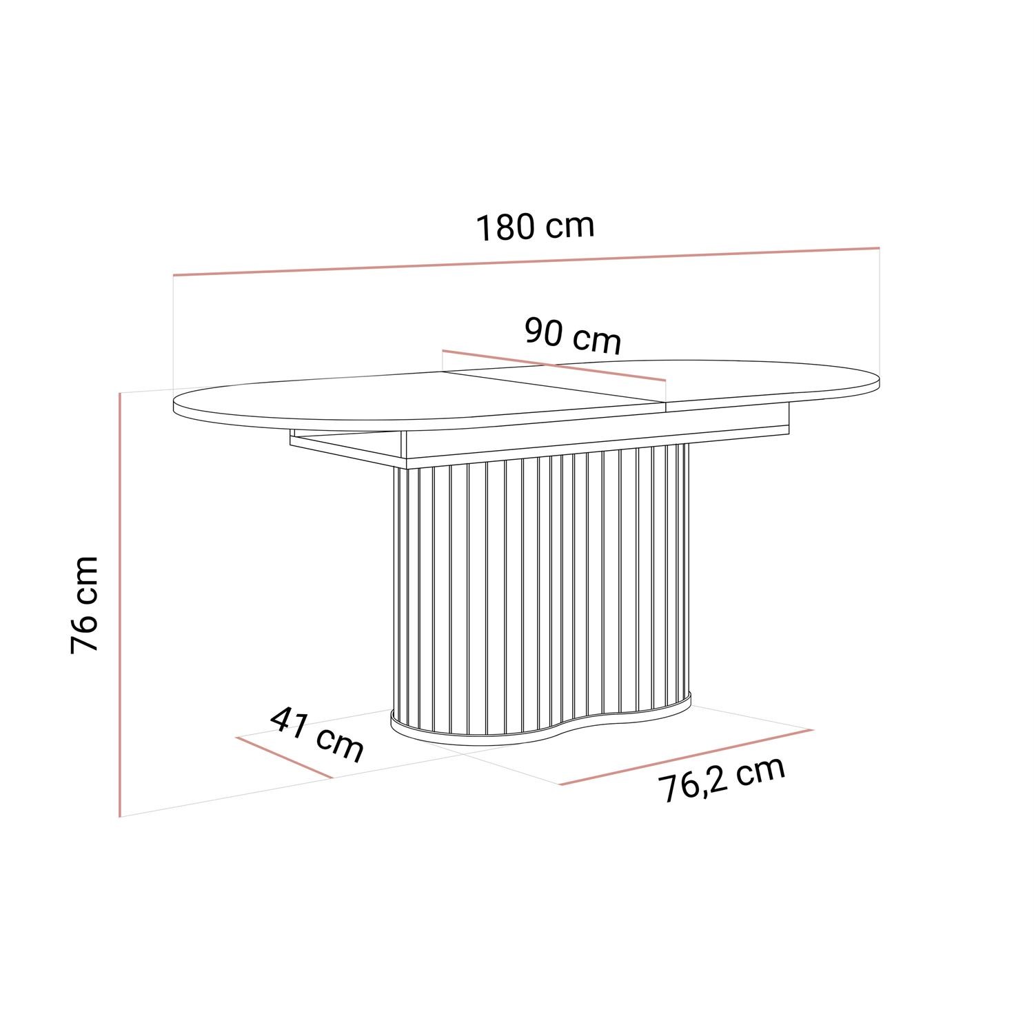 Rozkładany stół WILLOW 180-220 z krzesłami ELYSE