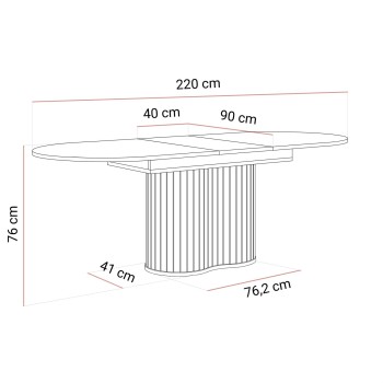 Rozkładany stół WILLOW 180-220 z krzesłami ELYSE