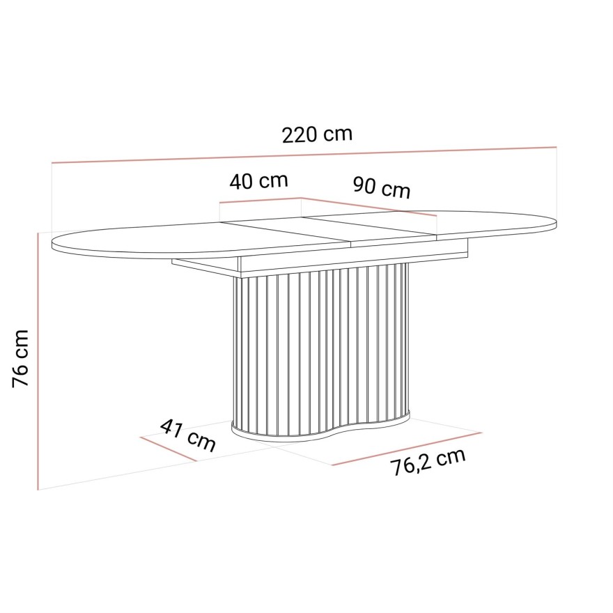 Rozkładany stół WILLOW 180-220 z krzesłami ELYSE