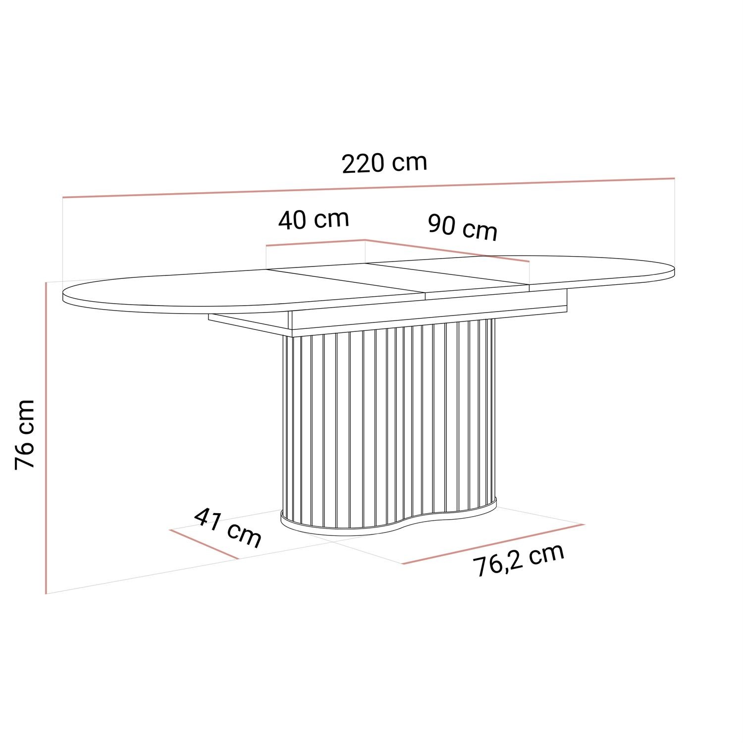 Rozkładany stół WILLOW 180-220 z krzesłami ELYSE