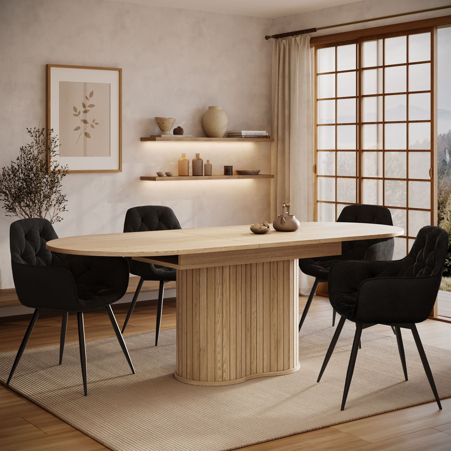 Rozkładany stół WILLOW 180-220 z krzesłami TOKIO