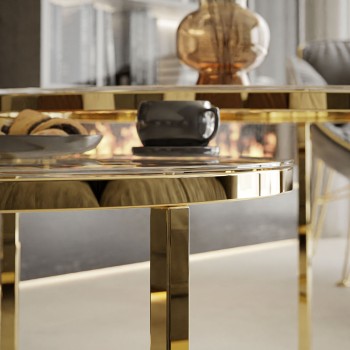 Ława okrągła SELAVI 2w1 ze szklanym blatem