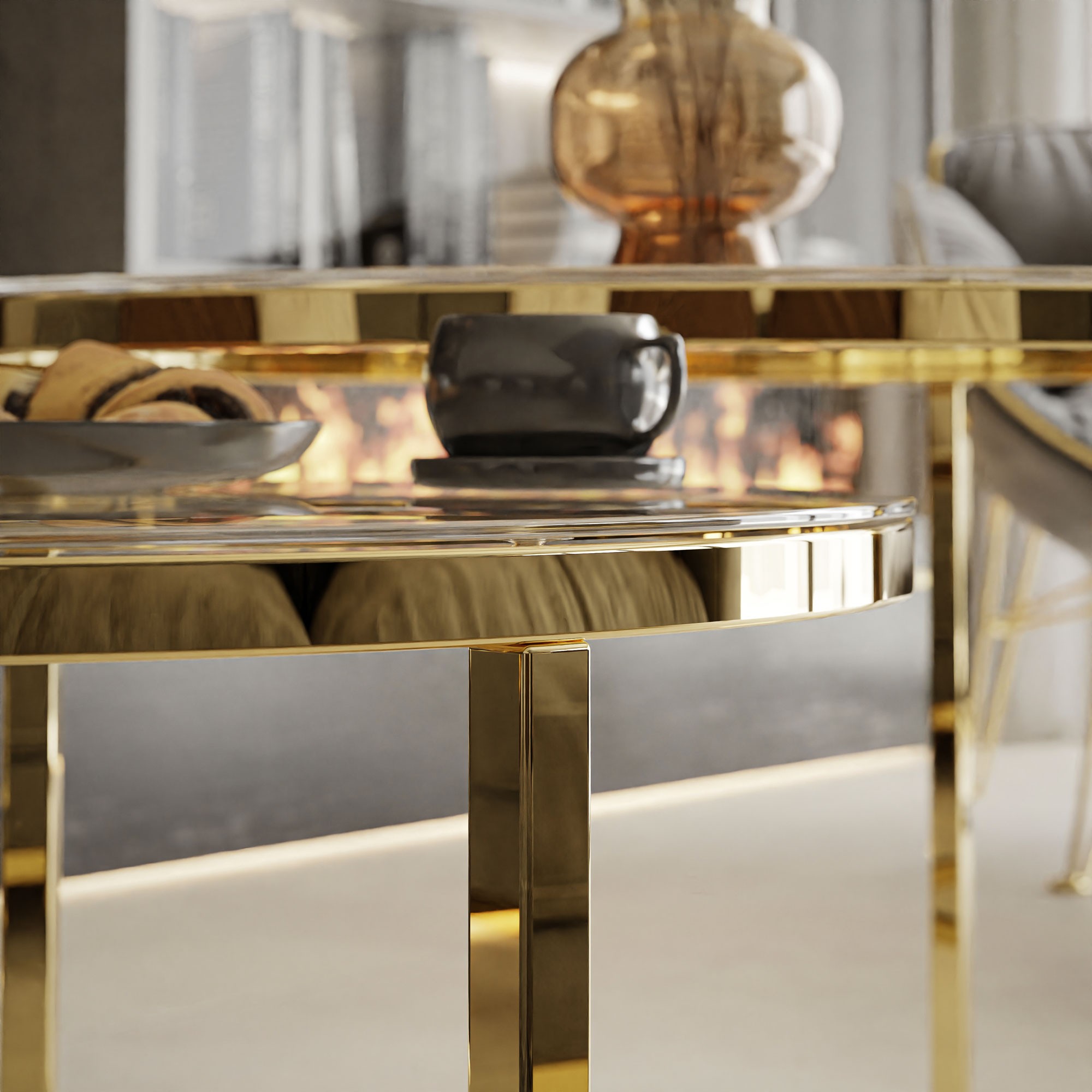 Ława okrągła SELAVI 2w1 ze szklanym blatem