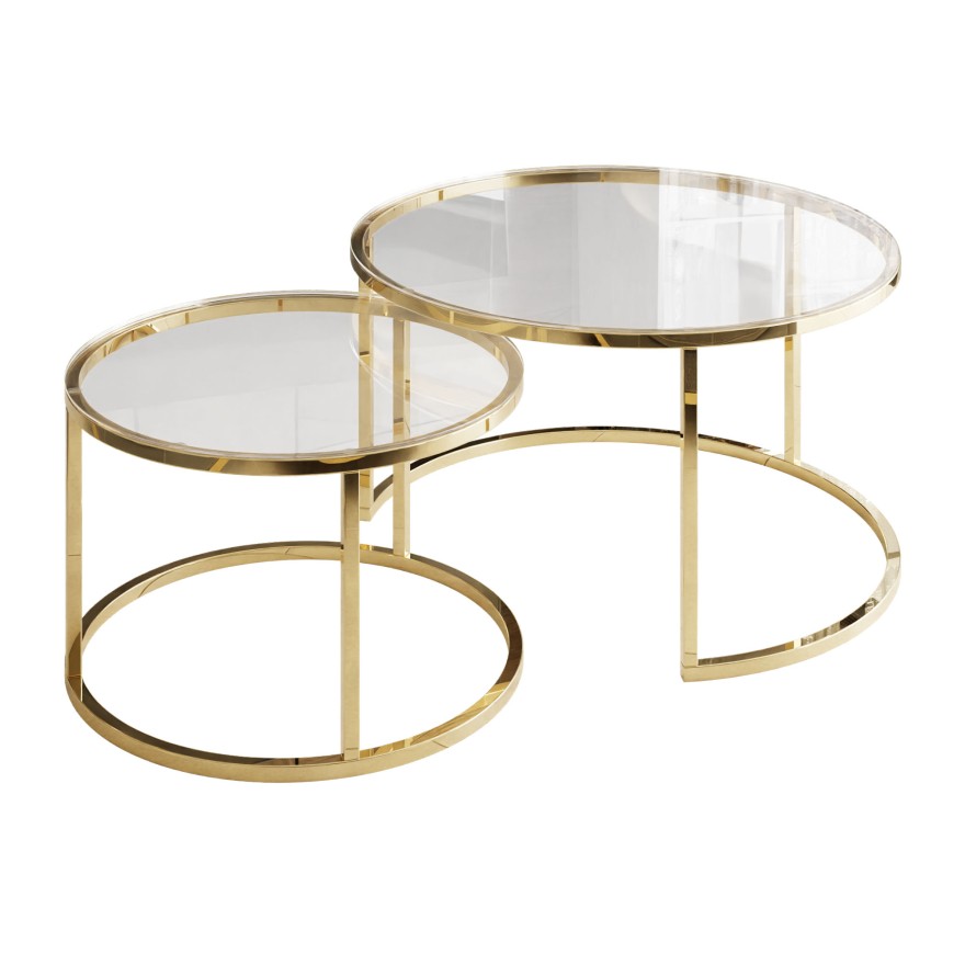 Ława okrągła SELAVI 2w1 ze szklanym blatem