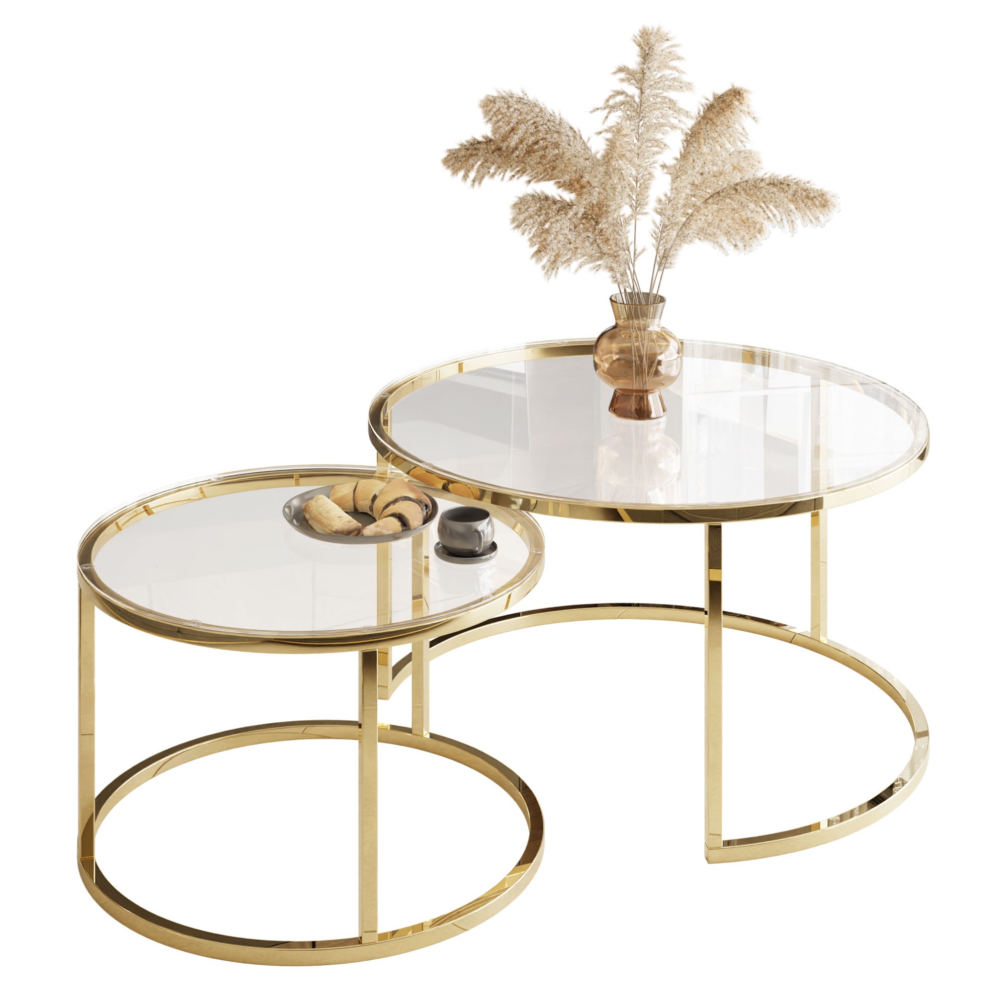 Ława okrągła SELAVI 2w1 ze szklanym blatem