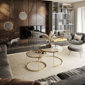 Ława okrągła SELAVI 2w1 ze szklanym blatem