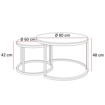 Ława okrągła SELAVI 2w1 ze szklanym blatem