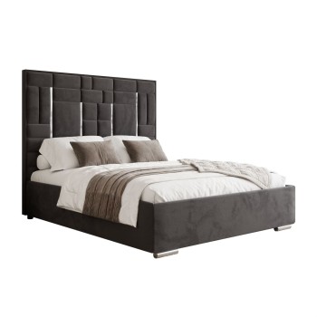 Łóżko tapicerowane BRIGITTE SILVER z pojemnikiem na pościel