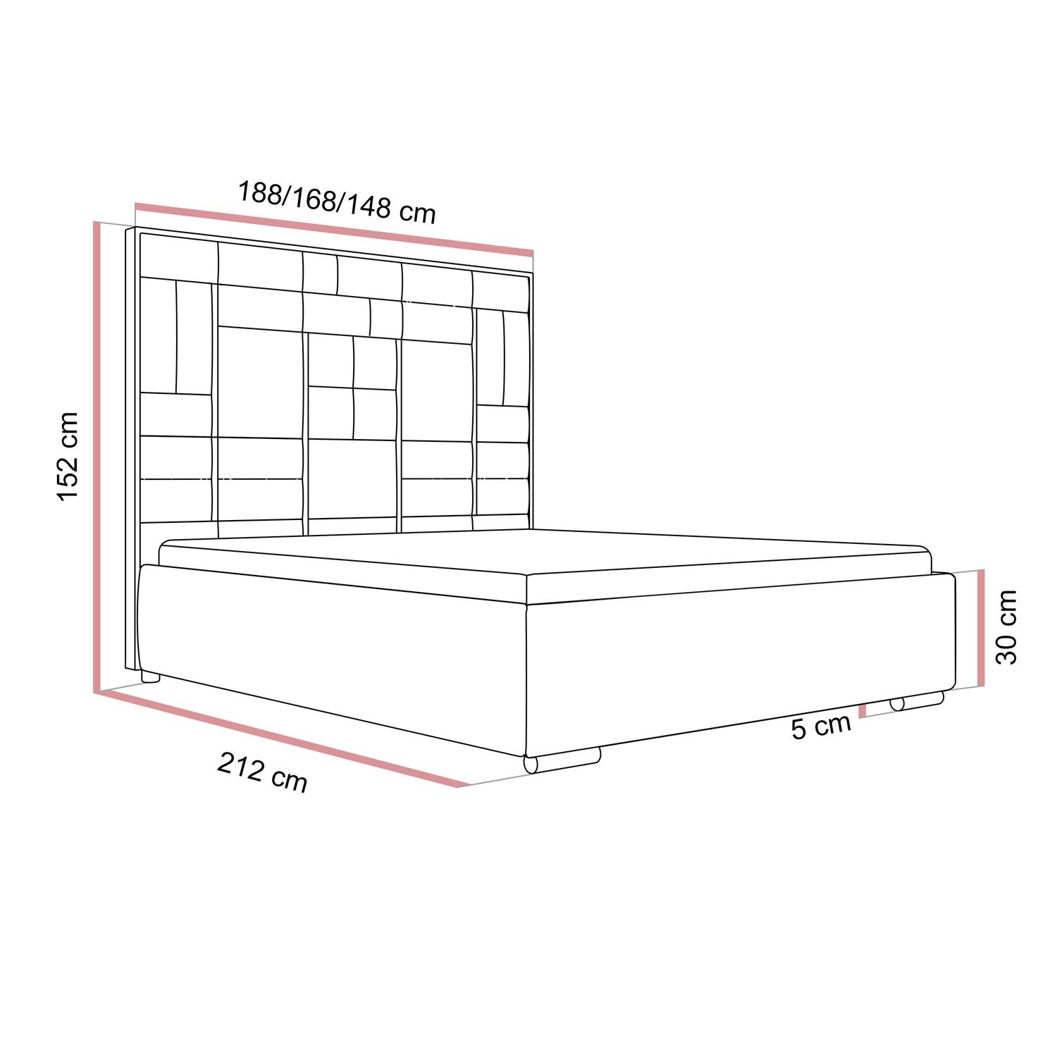 Łóżko tapicerowane BRIGITTE SILVER z pojemnikiem na pościel