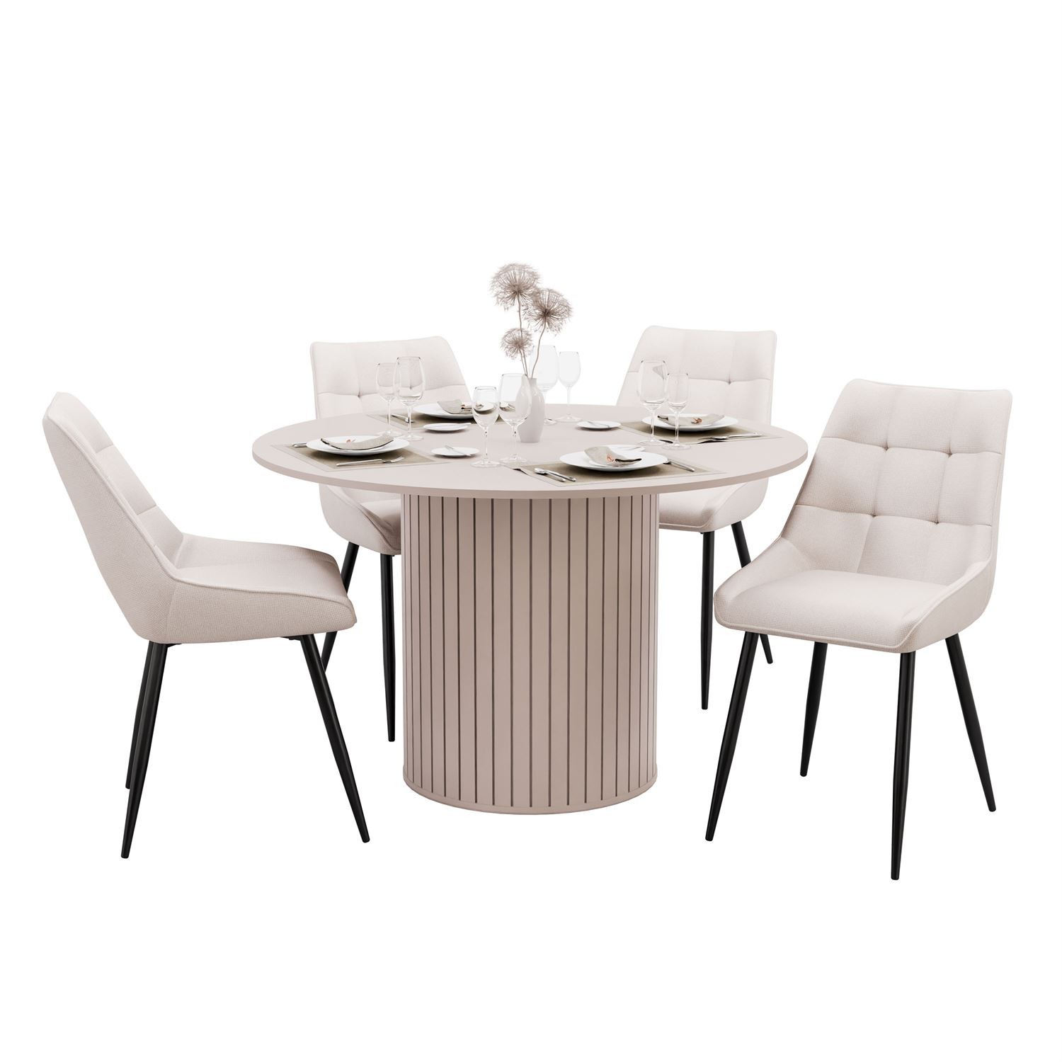 Zestaw do jadalni ELODIE z czterema krzesłami