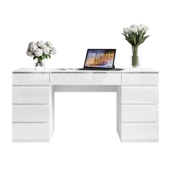 Biurko AURORA DOUBLE SILVER z szufladami