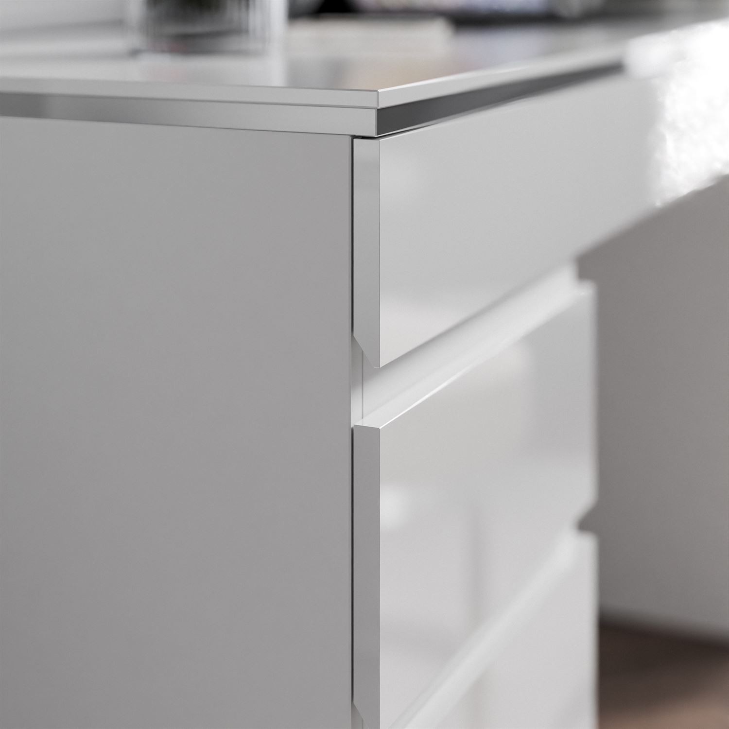 Biurko AURORA DOUBLE SILVER z szufladami