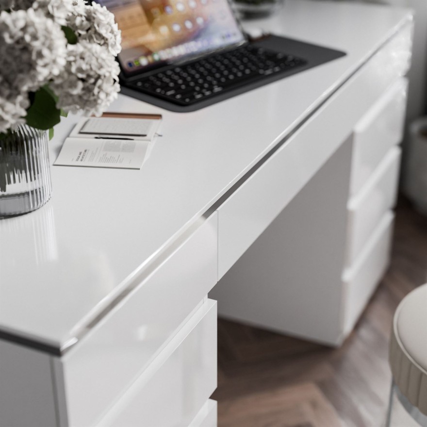 Biurko AURORA DOUBLE SILVER z szufladami