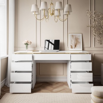 Biurko AURORA DOUBLE GOLD z szufladami