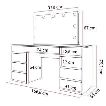 Toaletka AURORA DOUBLE KASZMIR z szufladami