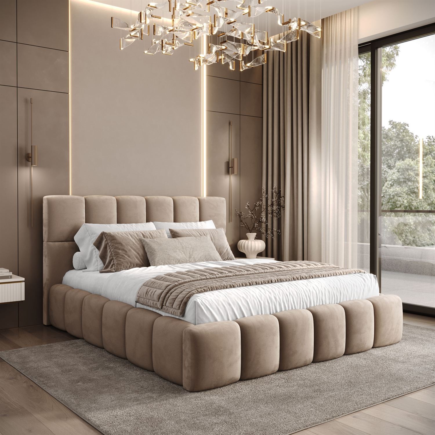 Łóżko tapicerowane VENEZIA z pojemnikiem na pościel