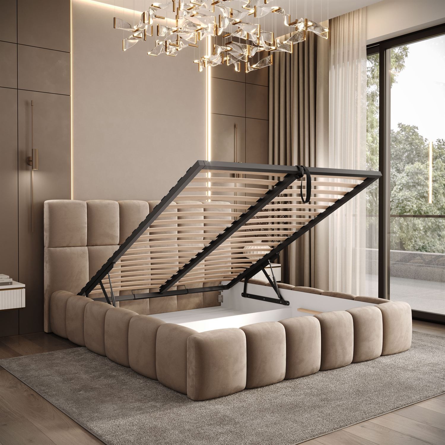 Łóżko tapicerowane VENEZIA z pojemnikiem na pościel