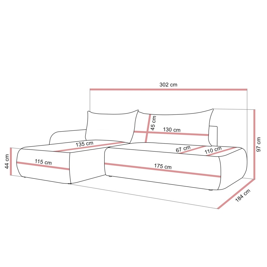 Narożnik GOYA z funkcją spania i pojemnikiem na pościel