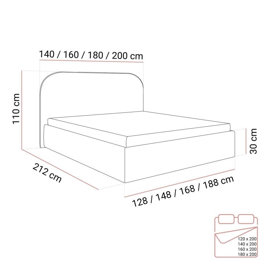 Łóżko tapicerowane OLIMPIA z pojemnikiem na pościel