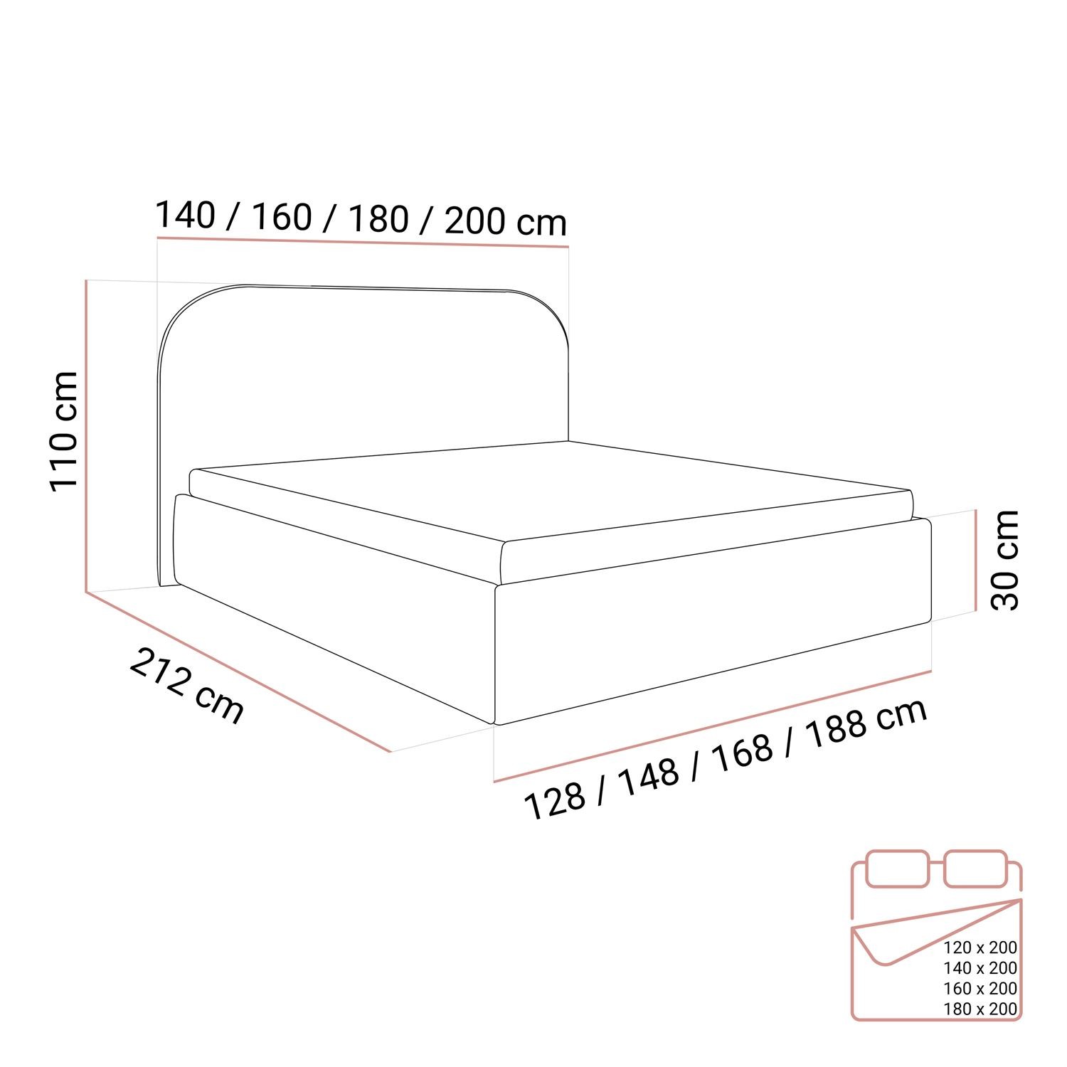Łóżko tapicerowane OLIMPIA z pojemnikiem na pościel