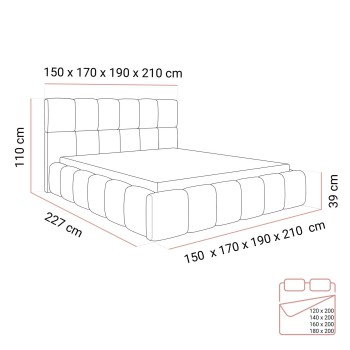 Łóżko tapicerowane VENEZIA z pojemnikiem na pościel